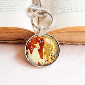 Gustav Klimt Key Ring - Klimt Girls Key Ring - Famous Art Key Ring - Art Noveau Key Ring - Art Lovers Key Ring - Art Lovers Gift