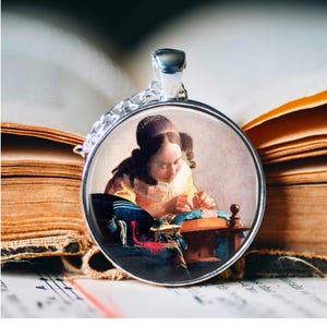 Vermeer Art Pendant - The Lacemaker Pendant - Johannes Vermeer Jewellery - Dutch Masters Jewellery - The Lacemaker Art Gift