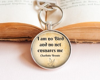 Jane Eyre Quote Key Ring: Charlotte Bronte Literary Gift - I am No Bird