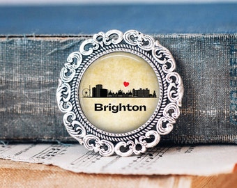 Brighton Skyline Broschnål: City Souvenir Smycken