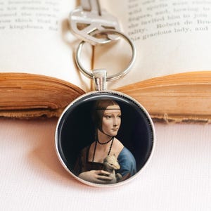 Leonardo da Vinci Key Ring - Lady with Ermine Key Ring - da Vinci Key RIng - Famous Art Key RIng - Art Key Ring - Lady with Ermine Key Ring