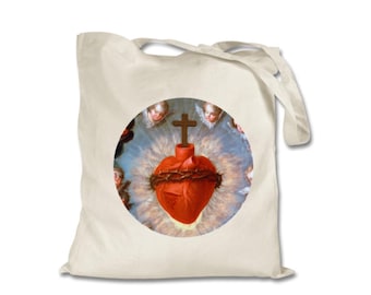 Sacred Heart Art Tote Bag: Religious Christian Gift