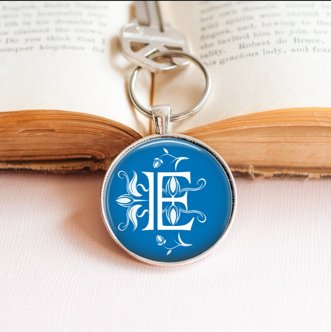 Initial Letter Blue Key Ring Men's Gifta to Z Key Ring Etsy