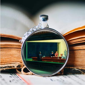 Nighthawks Art Necklace: Edward Hopper Painting Pendant