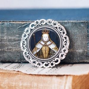 Queen Elizabeth 1st Brooch Pin, Queen Elizabeth 1st Jewellery - English Royalty Brooch, Tudor Queen Jewellery, English History Brooch