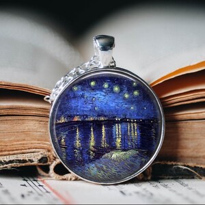 Van Gogh Pendant Necklace - Van Gogh Necklace - Starry Night Necklace - Starry Night Painting Necklace - Starry Night over the Rhone