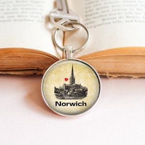 Norwich  Key Ring - Norwich Gift - Norfolk Gift - Norwich City Gift - Norwich Cathedral  Key Ring - Norwich Cathedral Gift