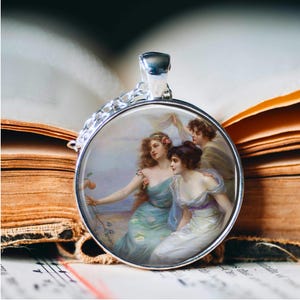 De drie gratiën hanger ketting - Edouard Bisson Jewellery - Art Jewellery - Griekse mythologie hanger ketting - romantische sieraden