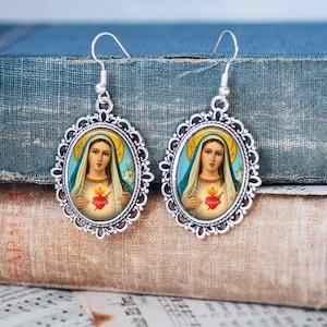Our Lady Sacred Heart Earrings - Religious Jewellery