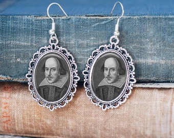 William Shakespeare Earrings - Shakespeare Earrings - Shakespeare Jewellery - Literary Earrings - Literary Jewellery - Literature Earrings