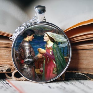 Gioielli d&#39;arte - Collana con ciondolo Tristano e Isotta - Collana con ciondolo JW Waterhouse - Gioielli preraffaelliti - Regalo Tristano e Isotta