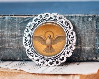 Holy Dove Jewellery - Holy Dove Brooch Pin - Christian Jewellery - Catholic Jewellery - Catholic Brooch Pin - Christian Brooch Pin