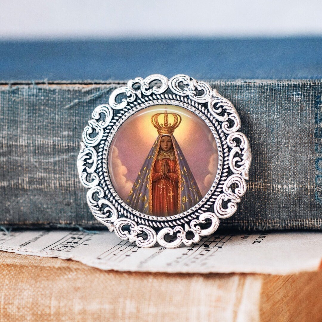 Ancienne Broche Vintage Vierge Marie - Épingle - Occasion