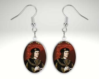 King Richard III Portrait Earrings: English History Jewelry Gift