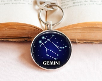 Gemini Star Constellation Key Ring - Gemini Gift - Gemini Mens' Gift - Astronomy Key Ring - Astrology Key Ring - Zodiac Key Ring