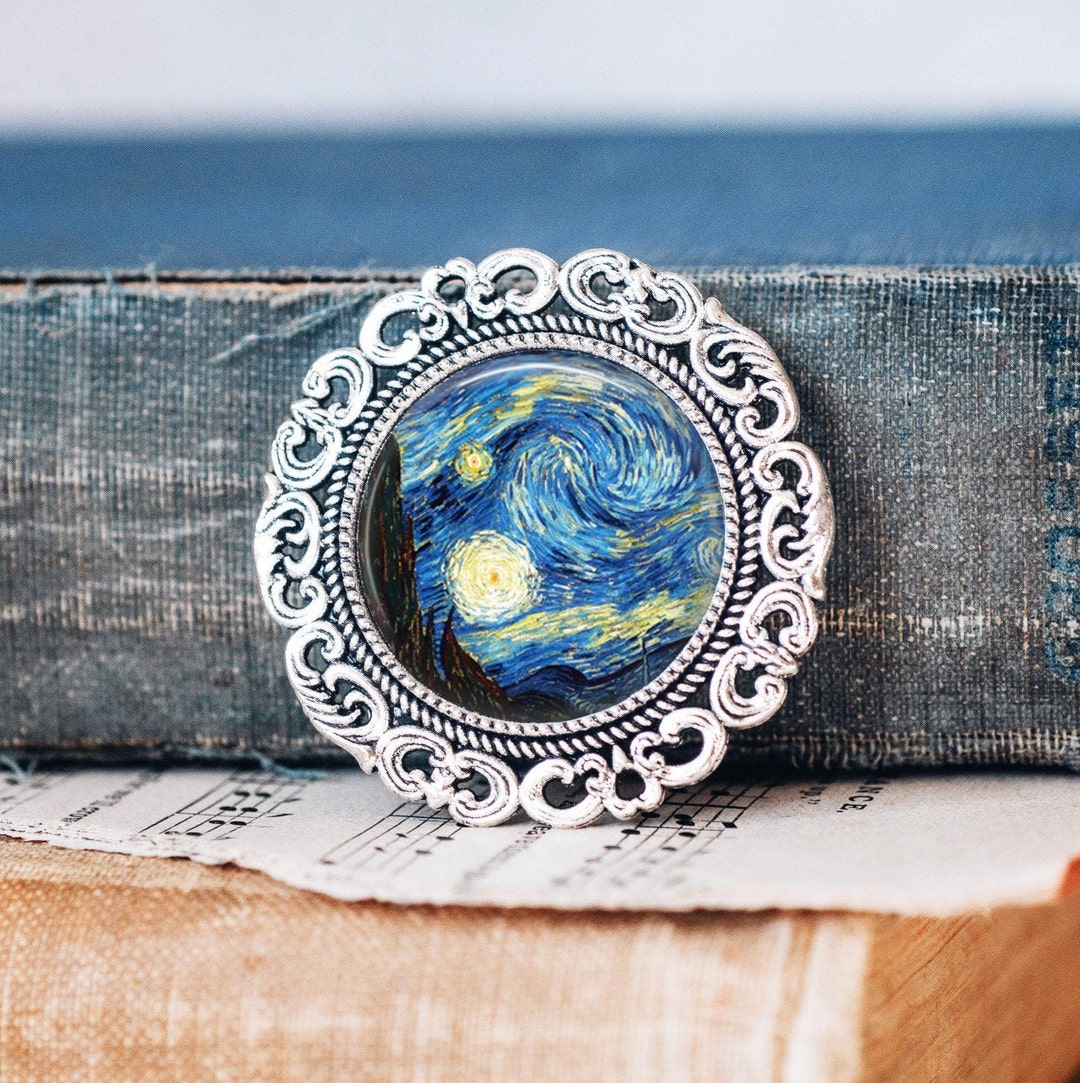Van Gogh Sternennacht Brosche – Kunstwerk Pin Aus Legierung, Für Kleidung & Accessoires