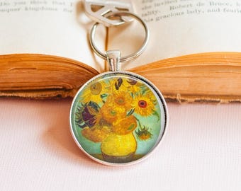 Van Gogh Sonnenblumen Schlüsselanhänger - Vincent Van Gogh Kunst Schlüsselanhänger - Berühmte Kunst Schlüsselanhänger - Kunstliebhaber Schlüsselanhänger - Sonnenblumen Malerei Schlüsselanhänger