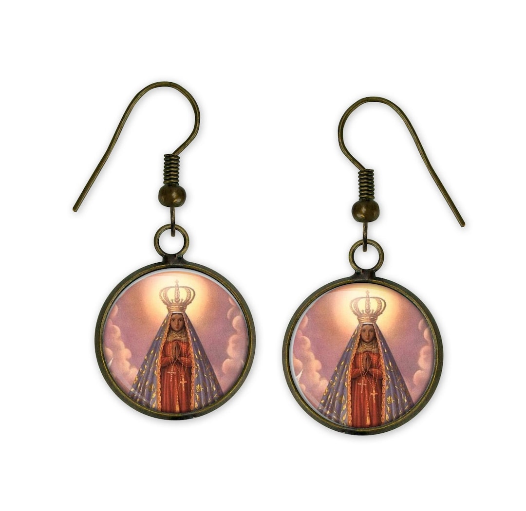Virgin Mary Earrings Virgin Mary Jewellery Our Lady Etsy