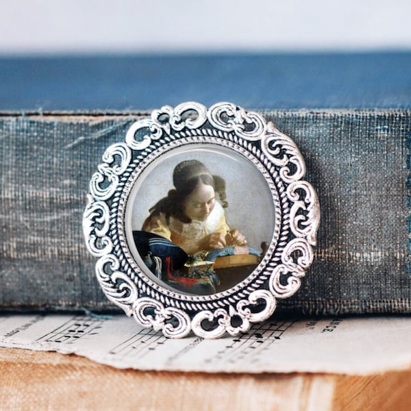Vermeer The Lacemaker Brooch - The Lacemaker Jewellery - Vermeer Jewellery - Vermeer Brooch Pin - Art jewellery - Dutch Masters Brooch