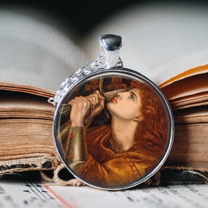 Joan of Arc Pendant Necklace: Rosetti Pre-Raphaelite Art Jewelry