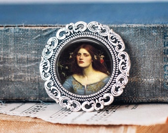 Ophelia Brooch Pin - Shakespearean Brooch, Pre-Raphaelite Art Brooch Pin, Hamlet Jewellery. Shakespeare Jewellery, Hamlet's Ophelia