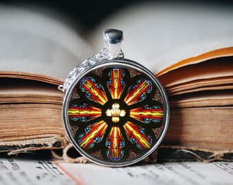 Rose Window Pendant Stained Glass 