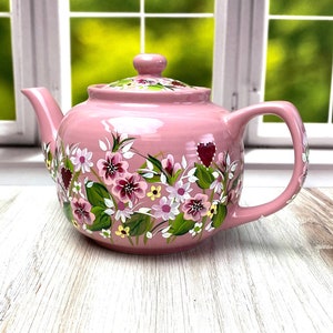 Teapot. Pink Painted Teapot. Hand Painted 6 Cup Teapot. Teapot Collector/Lover. Gift for Mom, Her, Friend Birthday. Rose  Color Teapot.