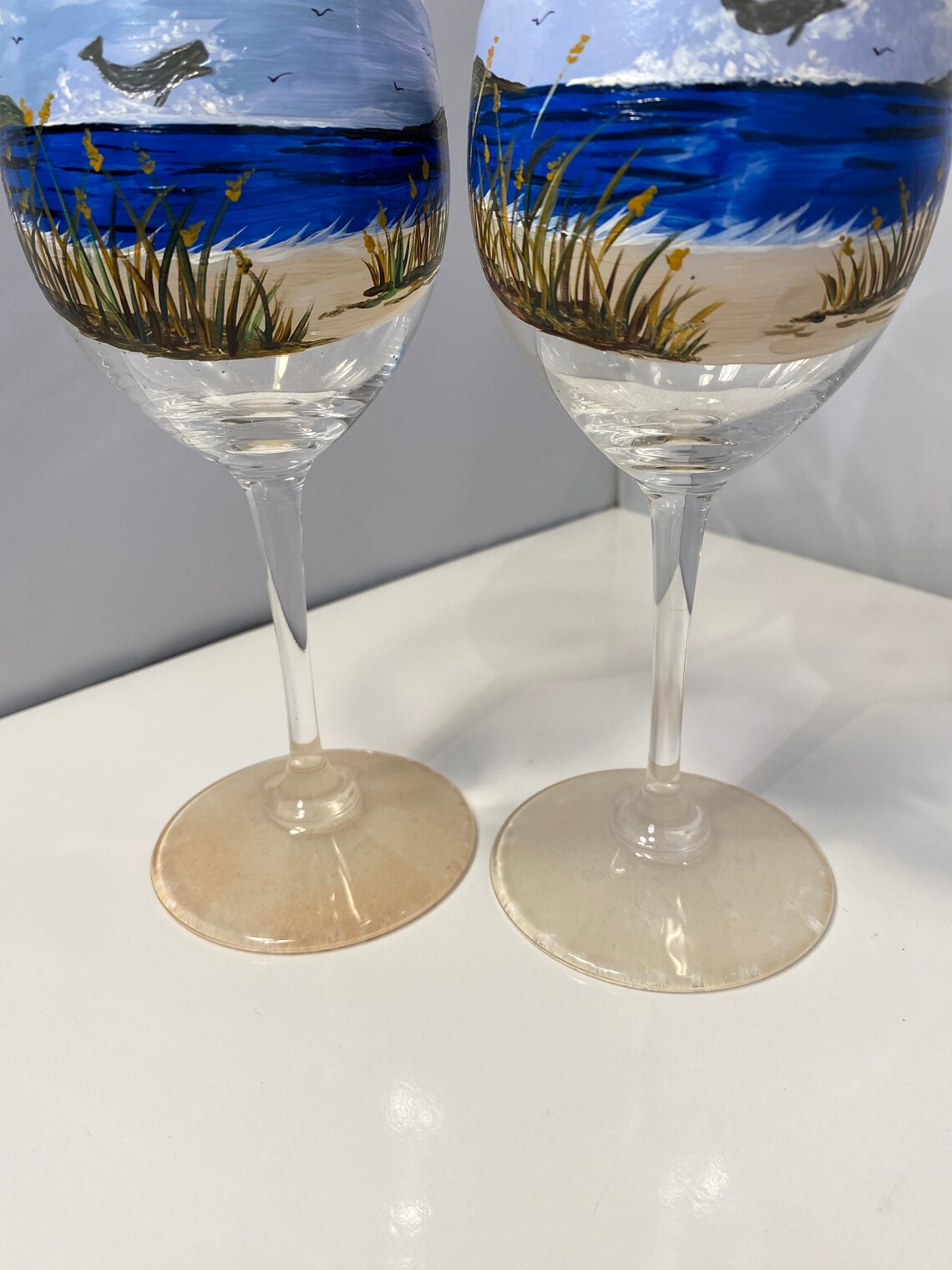 Hand Painted Whale Wine Glass. Whale Lover Wine Glass. Wine Etsy