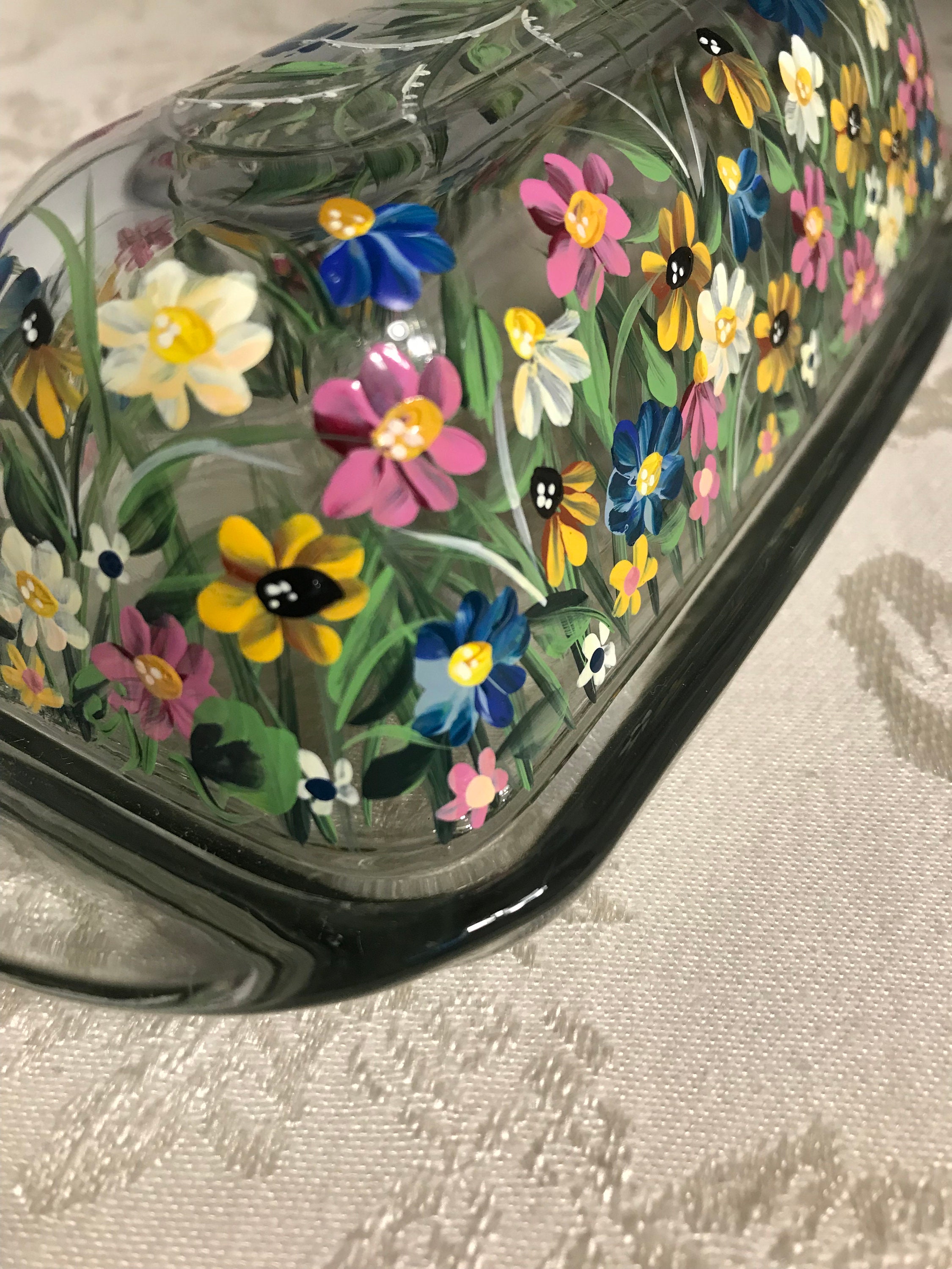 Butter Dish. Glass Butter Holder. Painted Glass Butter Dish. Etsy