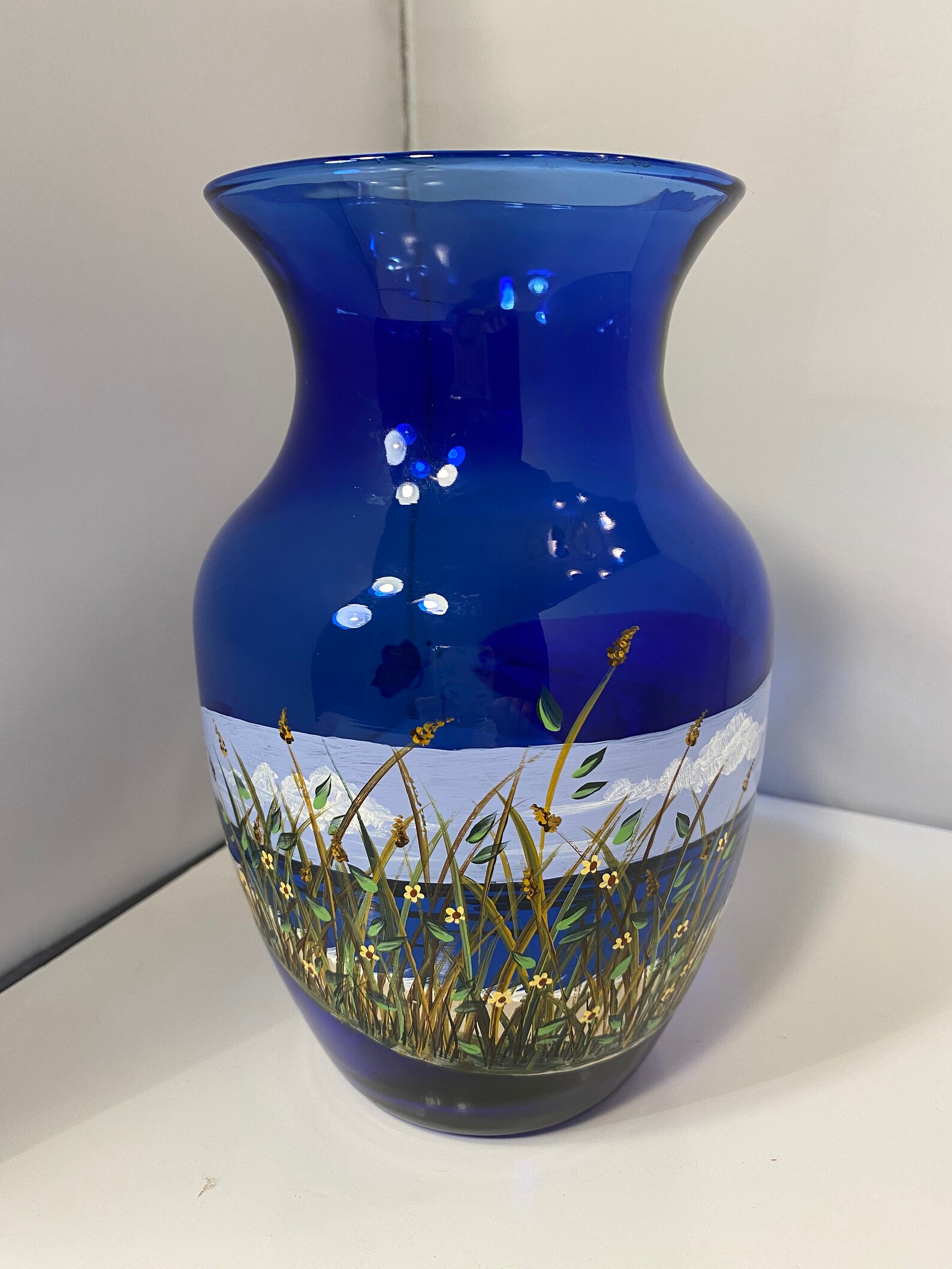 Hand Painted Beach Vase. Blue Vase With Beach Scene. Etsy