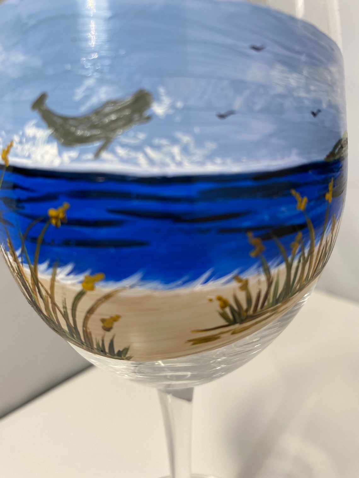Hand Painted Whale Wine Glass. Whale Lover Wine Glass. Wine Etsy