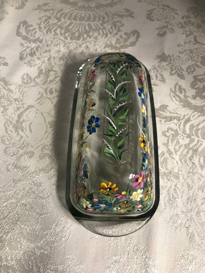 Butter Dish. Glass Butter Holder. Painted Glass Butter Dish. Etsy
