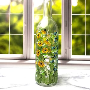 Hand Painted Floral Oil Bottle: Kitchen Decor, Chef Gift Him or Her- Country/Cottage