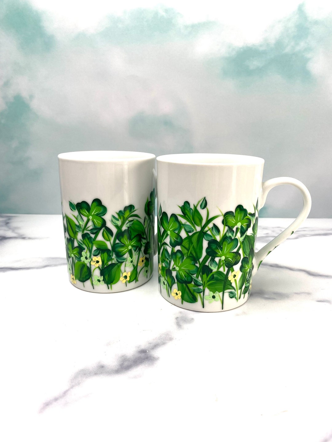 Irish Mugs. Shamrock Mug Set. Celtic/irish Porcelain Mug Pair. Irish