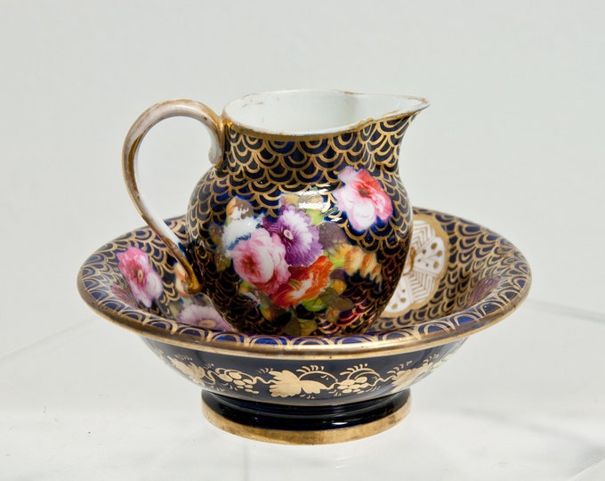 Antique Early Spode Miniature Porcelain Pitcher and Wash Etsy