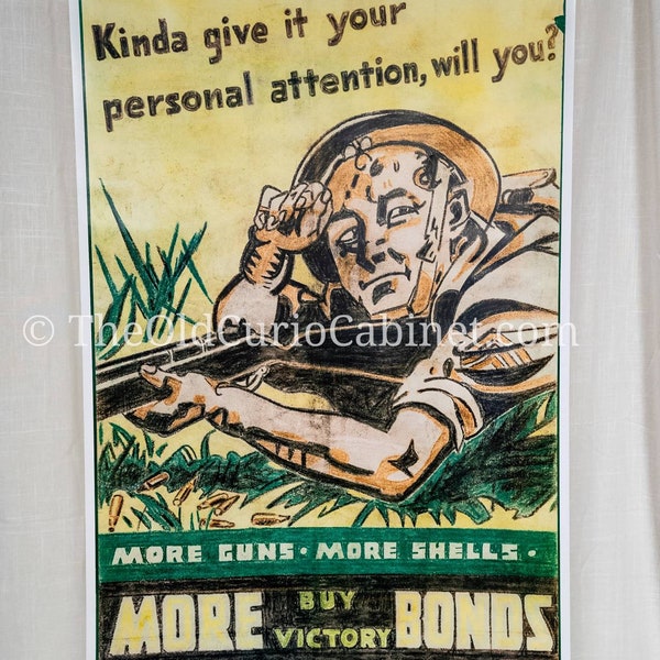 WW2 Victory Bond Poster – More Guns More Shells – WWII 1940s Digital restauriert – Kinda Give it Your Personal Attention
