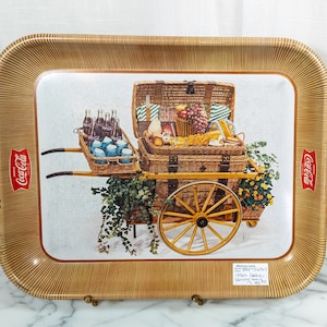Vintage Coca Cola Tablett 1950er Jahre Picknickkorb Korb Korb Korb