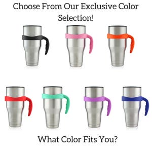 May include: Eight stainless steel tumblers with different colored silicone handles. The colors are red, pink, orange, teal, purple, blue, black, and white. Choose from our exclusive color selection! What color fits you?