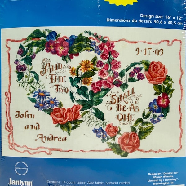 Janlynn "Two Shall Become One" Cross Stitch Kit - New/Sealed (2004)