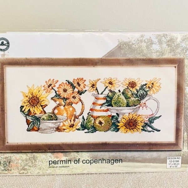 Permin of Copenhagen Yellow Flowers Cross Stitch Kit - New/Sealed