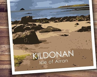 Kildonan, Pladda, Sea, Isle of Arran Scotland Poster A3