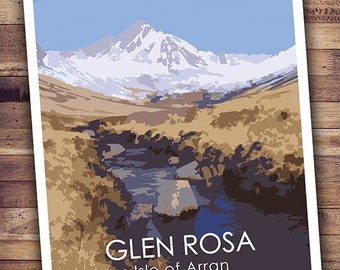 Glen Rosa, Arran Poster A3 Scotland, Mountain