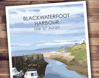 Blackwaterfoot Harbour, Blackwaterfoot, Isle of Arran Scotland Poster A3