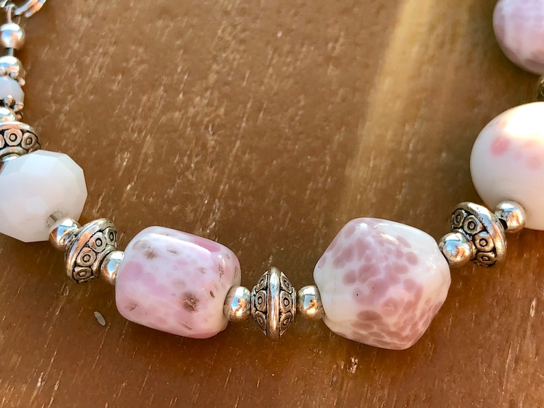 hand painted light purple Silver findings Ceramic Bracelet Lobster clasp.