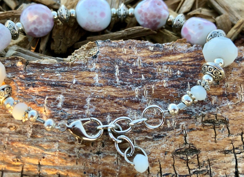 hand painted light purple Silver findings Ceramic Bracelet Lobster clasp.