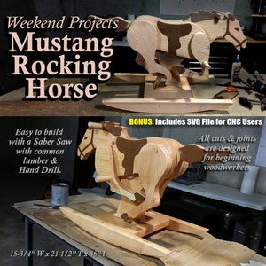 Weekend Projects Mustang Rocking Horse (PDF Download + SVG File) Wood Toy Plans