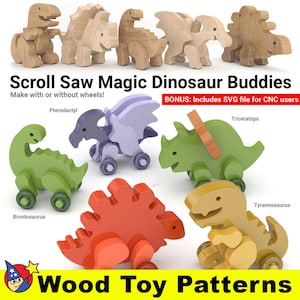 Scroll Saw Magic Dinosaur Buddies Wood Toy Plans & Patterns (PDF Download + SVG File for CNC)