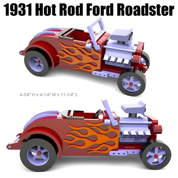 Osni's 1931 Hot Rod Ford Roadster Wood Toy Plans & Patterns (PDF Download)