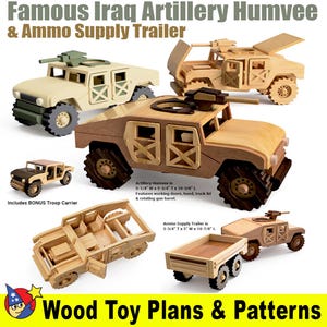 Famous Iraq Artillery Humvee & Ammo Supply Trailer Wood Toy Plans and Patterns (3 PDF Downloads)