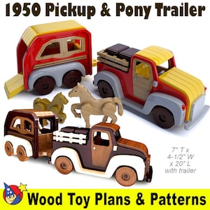 Scroll Saw Magic 1950 Pickup & Pony Trailer Wood Toy Plans and Patterns (PDF Download)